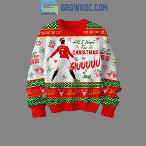 Cristiano Ronaldo CR7 Siuu Is All I Want For Christmas 2024 Ugly Sweater