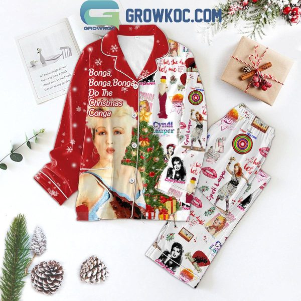 Cyndi Lauper Bonga Do The Christmas Conga Polyester Pajamas Set