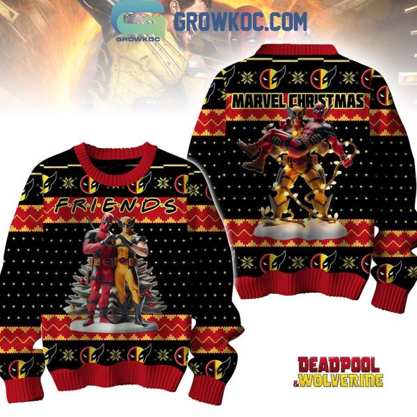 Deadpool And Wolverine Friends Merry Marvel Christmas 2024 Ugly Sweater