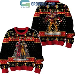 Deadpool And Wolverine Friends Merry Marvel Christmas 2024 Ugly Sweater