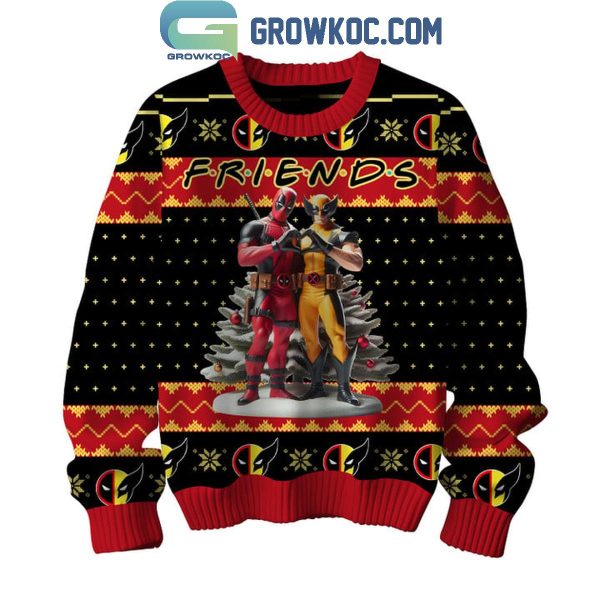 Deadpool And Wolverine Friends Merry Marvel Christmas 2024 Ugly Sweater