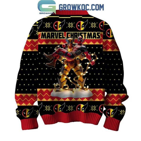 Deadpool And Wolverine Friends Merry Marvel Christmas 2024 Ugly Sweater