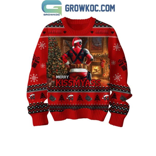 Deadpool Merry Kiss My Ass 2024 Christmas Ugly Sweater