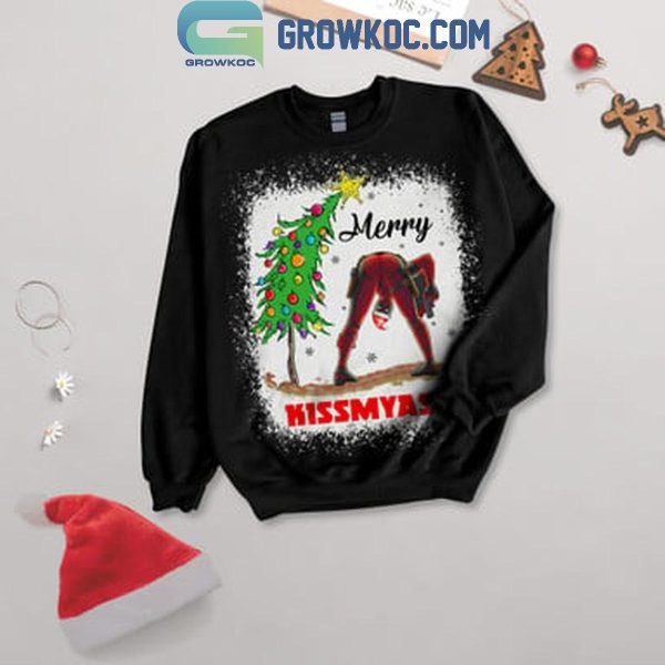 Deadpool Wolverine Kiss MyAss In Christmas Fleece Pajamas Set