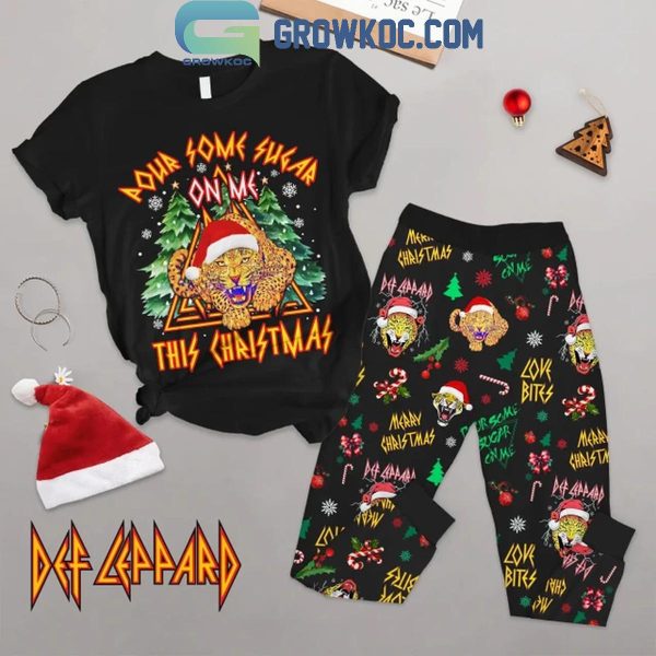 Def Leppard Pour Some Sugar On Me This Christmas Fleece Pajamas Set