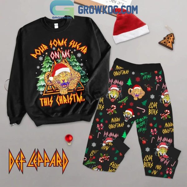 Def Leppard Pour Some Sugar On Me This Christmas Fleece Pajamas Set