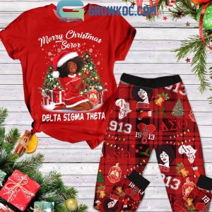 Delta Sigma Theta Merry Christmas Soror 2024 Fleece Pajamas Set