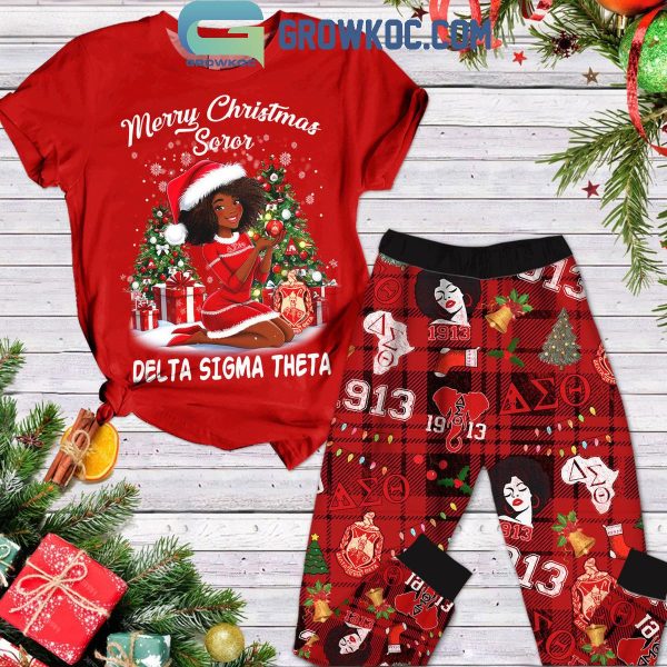 Delta Sigma Theta Merry Christmas Soror 2024 Fleece Pajamas Set