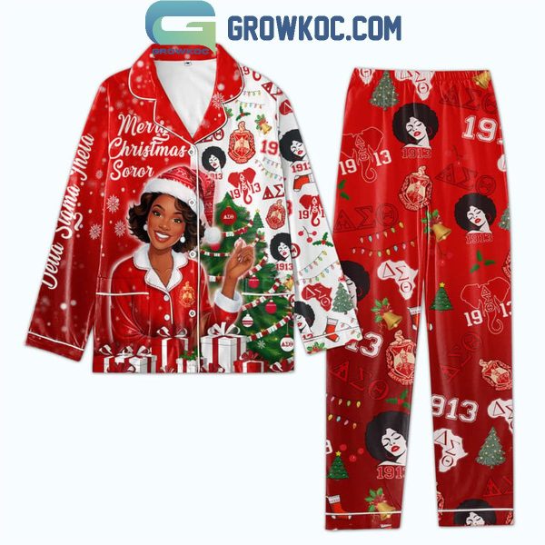 Delta Sigma Theta Merry Christmas Soror 2024 Polyester Pajamas Set