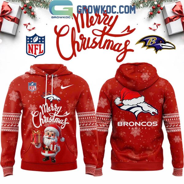 Denver Broncos Santa Claus 2024 Merry Christmas Festive Hoodie T-Shirt