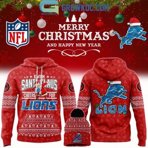 Detroit Lions 2024 Christmas Even Santa Cheers For Lions Hoodie T-Shirt