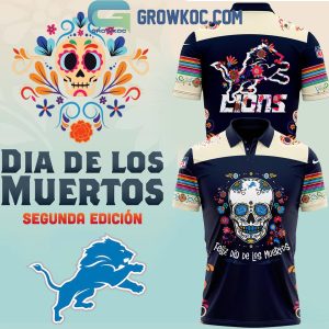 Detroit Lions 2024 NFL Dia De Los Muertos Polo Shirt