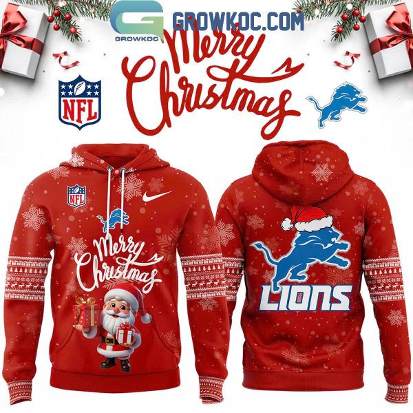 Detroit Lions Santa Claus 2024 Merry Christmas Festive Hoodie T-Shirt