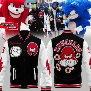 Detroit Lions Sonic The Hedgehog Knuckles the Echidna Personalized Baseball Jacket