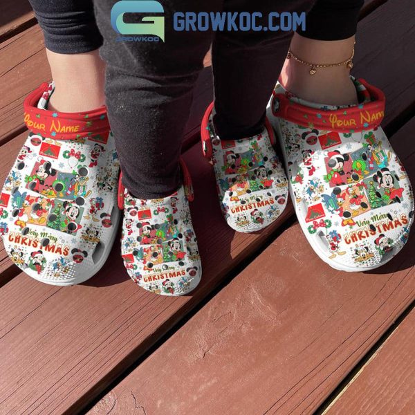 Disney Mickey Mouse And Friends Very Merry Christmas Personalized Crocs Clogs