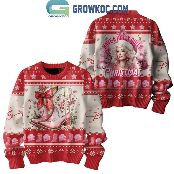 Dolly Have A Holly Dolly Parton Christmas Pink 2024 Ugly Sweater