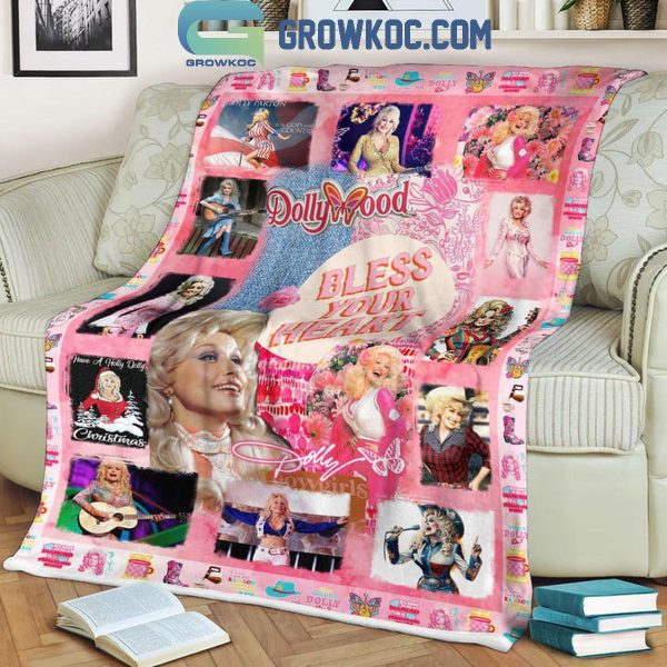 Dolly Parton Bless Your Heart Dollywood Fleece Blanket Quilt