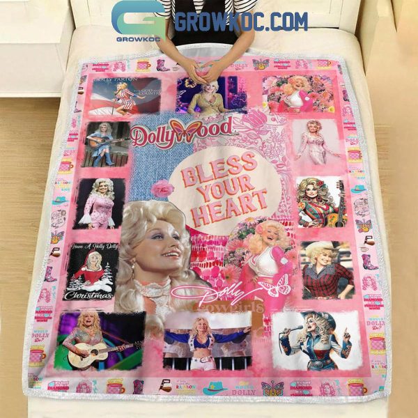 Dolly Parton Bless Your Heart Dollywood Fleece Blanket Quilt