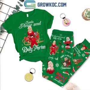 Dolly Parton Santa Please Send Dolly In Christmas Fleece Pajamas Set