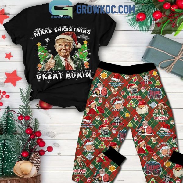 Donald Trump 47th President Make Christmas Great Again Fleece Pajamas Set