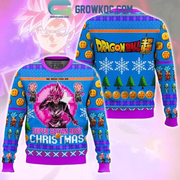 Dragon Ball We Wish You A Super Saiyan Rose Christmas Ugly Sweater