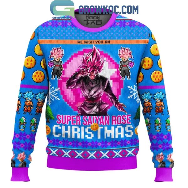 Dragon Ball We Wish You A Super Saiyan Rose Christmas Ugly Sweater