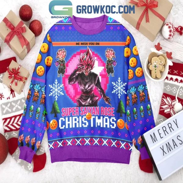 Dragon Ball We Wish You A Super Saiyan Rose Christmas Ugly Sweater