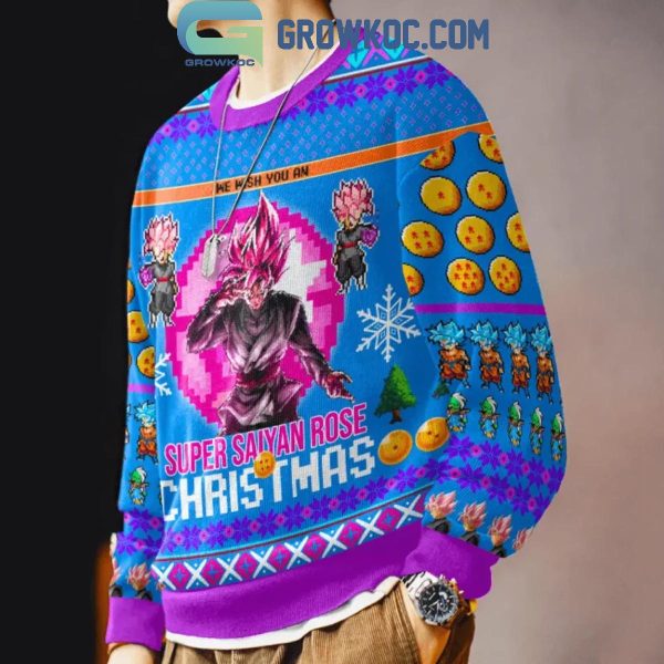 Dragon Ball We Wish You A Super Saiyan Rose Christmas Ugly Sweater