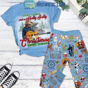 Dwight Yoakam Guitar Cadillacs And A Holly Jolly Christmas Fleece Pajamas Set