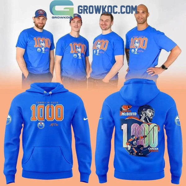 Edmonton Oilers Connor McDavid 1000 Career NHL Points 2024 Hoodie T-Shirt