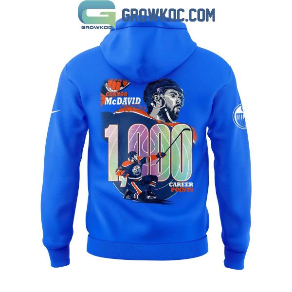 Edmonton Oilers Connor McDavid 1000 Career NHL Points 2024 Hoodie T-Shirt