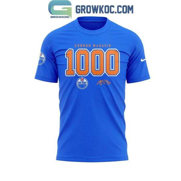 Edmonton Oilers Connor McDavid 1000 Career NHL Points 2024 Hoodie T-Shirt