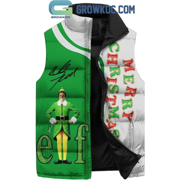 Elf Santa Is Coming I Know Him Christmas Sleeveless Puffer Jacket