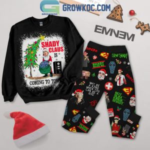 Eminem Shady Claus Is Coming To Town Christmas Fleece Pajamas Set Long Sleeve