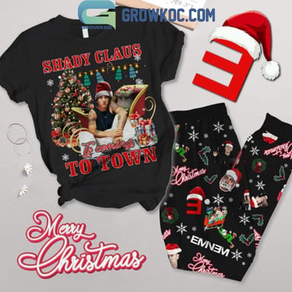 Eminem Shady Claus Is Coming To Town Fleece Pajamas Set