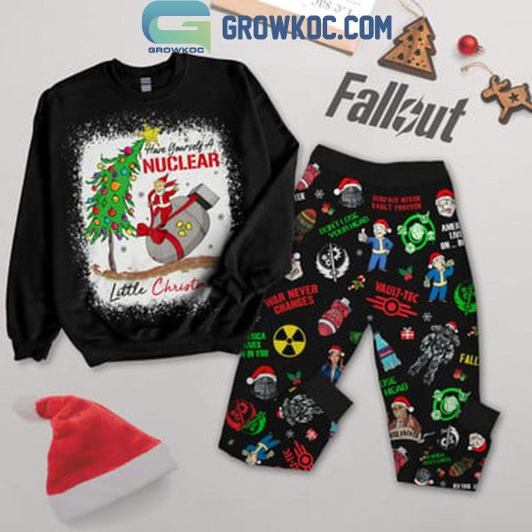 Fallout Have Yourself A Nuclear Little Christmas Fleece Pajamas Set Long Sleeve