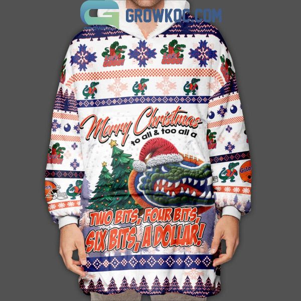 Florida Gators Six Bits A Dollar They Not Like Us Christmas Oodie Hoodie Blanket