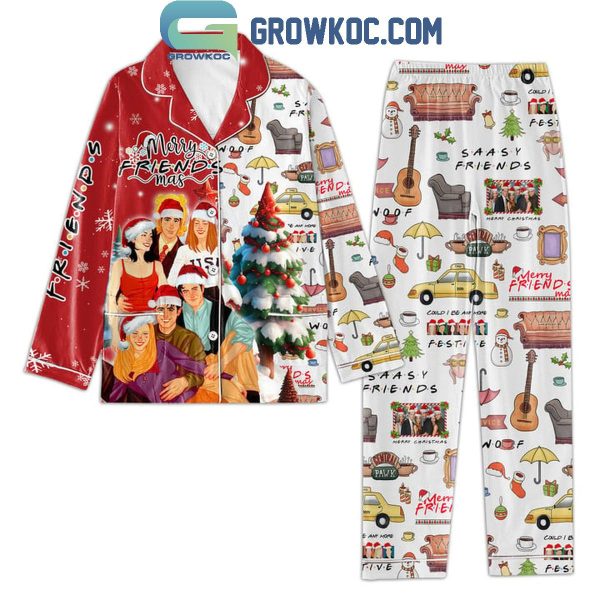 Friend Merry Friendsmas Merry Christmas Polyester Pajamas Set