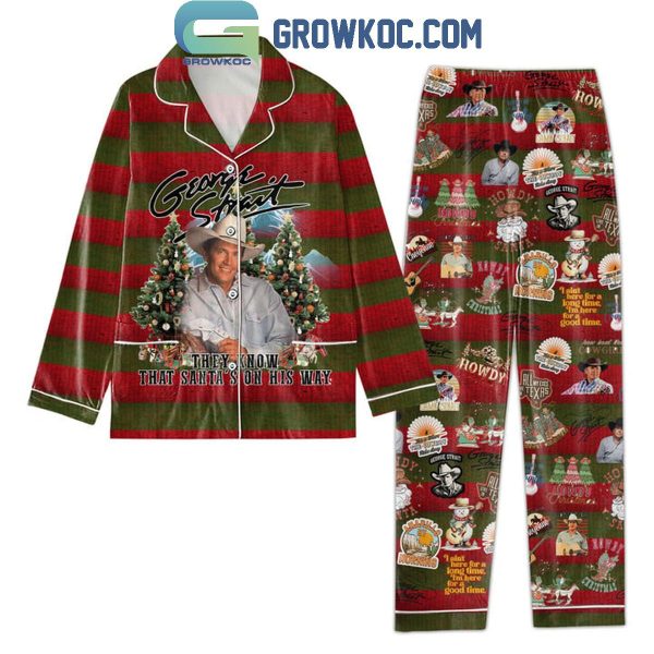 George Strait Christmas They Know That Santa Is On His Way Polyester Pajamas Set