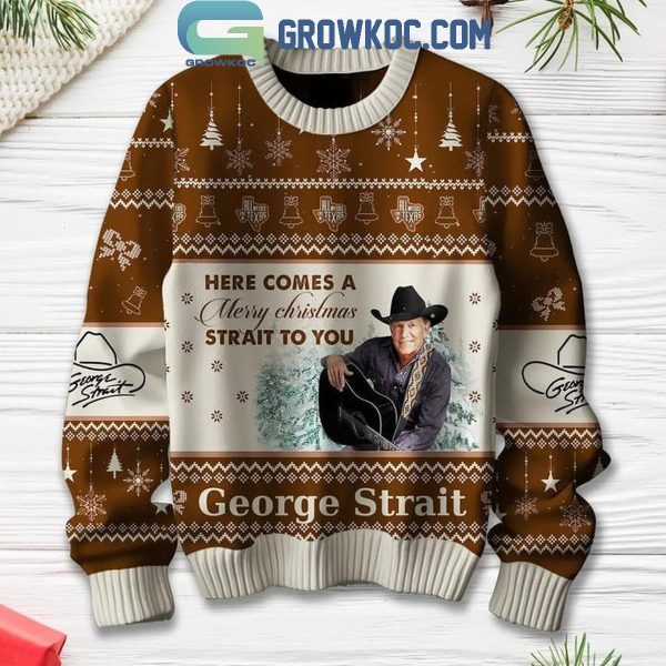 George Strait Here Comes A Merry Christmas Strait To You 2024 Ugly Sweater