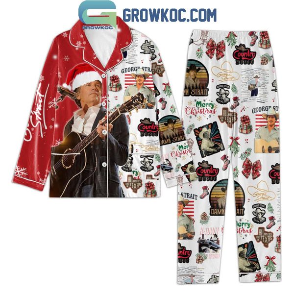 George Strait Merry Christmas And Happy New Year 2025 Polyester Pajamas Set