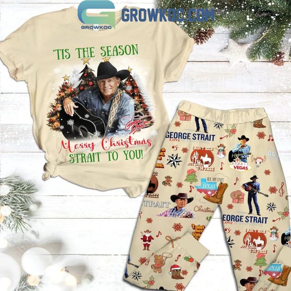 George Strait Tis The Season Merry 2024 Christmas Strait To You Fleece Pajamas Set