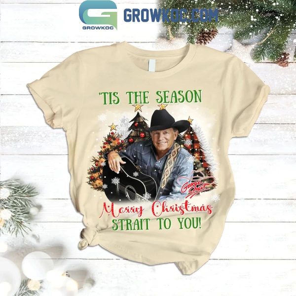 George Strait Tis The Season Merry 2024 Christmas Strait To You Fleece Pajamas Set