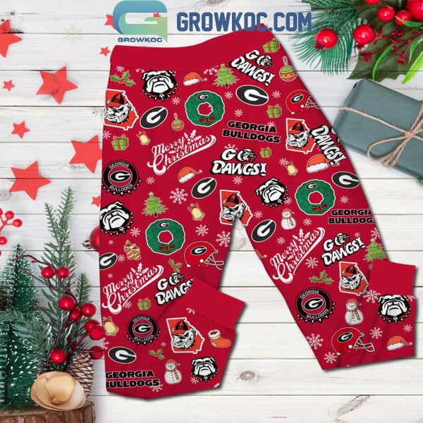 Georgia Bulldogs 2024 Football Merry Christmas Go Dawgs Fleece Pajamas Set