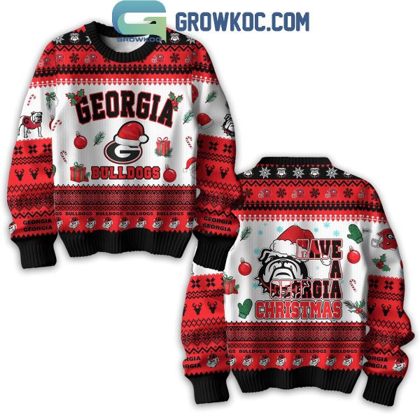 Georgia Bulldogs 2024 Have A Georgia Christmas Football Ugly Sweater