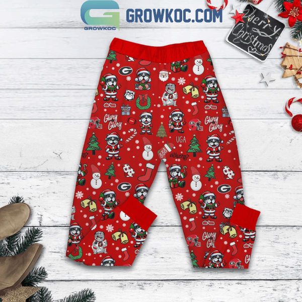 Georgia Bulldogs Football Have A Bulldog Christmas 2024 Fleece Pajamas Set