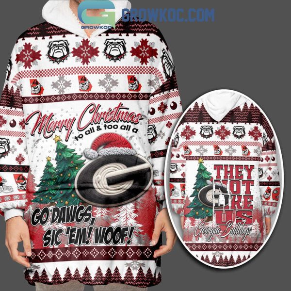 Georgia Bulldogs Go Dawgs They Not Like Us Christmas Oodie Hoodie Blanket