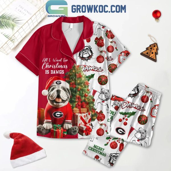 Georgia Bulldogs Merry Christmas And Happy New Year 2025 Polyester Pajamas Set