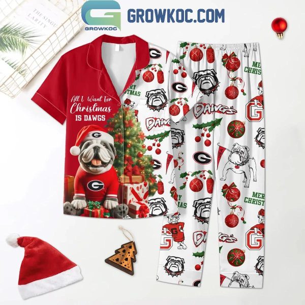 Georgia Bulldogs Merry Christmas And Happy New Year 2025 Polyester Pajamas Set