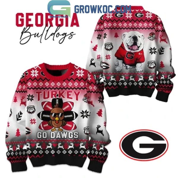 Georgia Bulldogs Turkey Go Dawgs Happy Thanksgiving Holidays 2024 Ugly Sweater